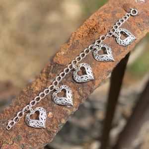 Jezlaine Sterling Silver Heart Charm Bracelet